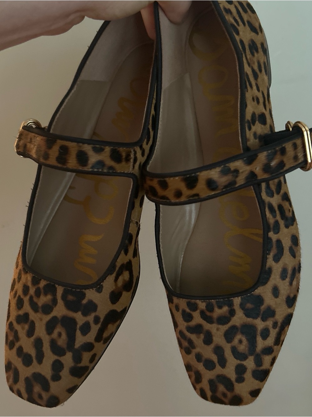 Sam Edelman Leopard Print Mary Jane Flats - Black Trim
